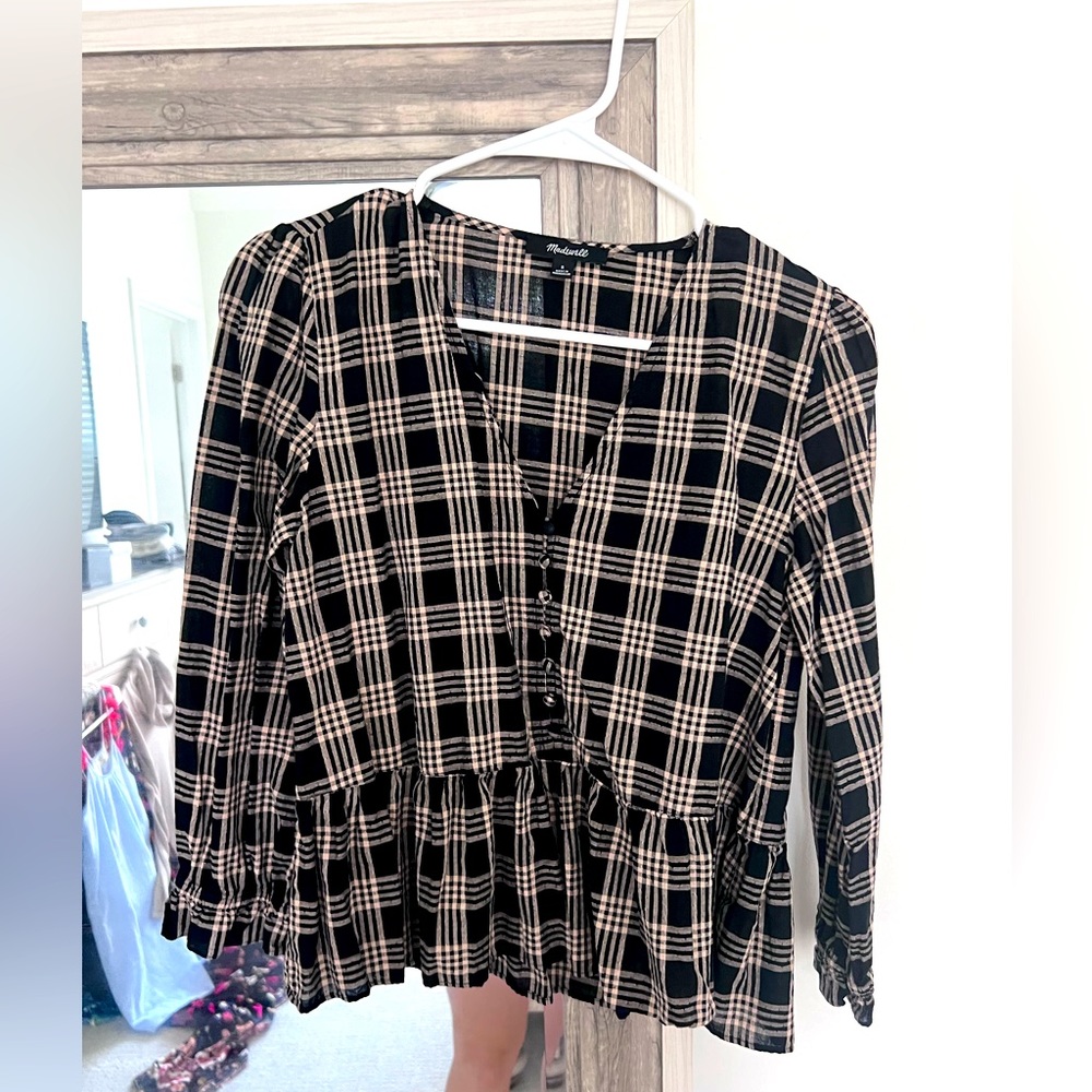 Madewell Plaid Blouse - Small